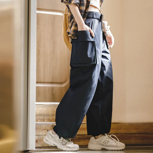 Premium Women's Vintage Cargo Pants – Wide Leg Tactical Trousers with Pockets & Drawstring Cuffs